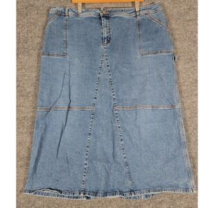 Y2K Venezia Womens Size 24 Denim Maxi Skirt Blue A-line Pockets Button Fly